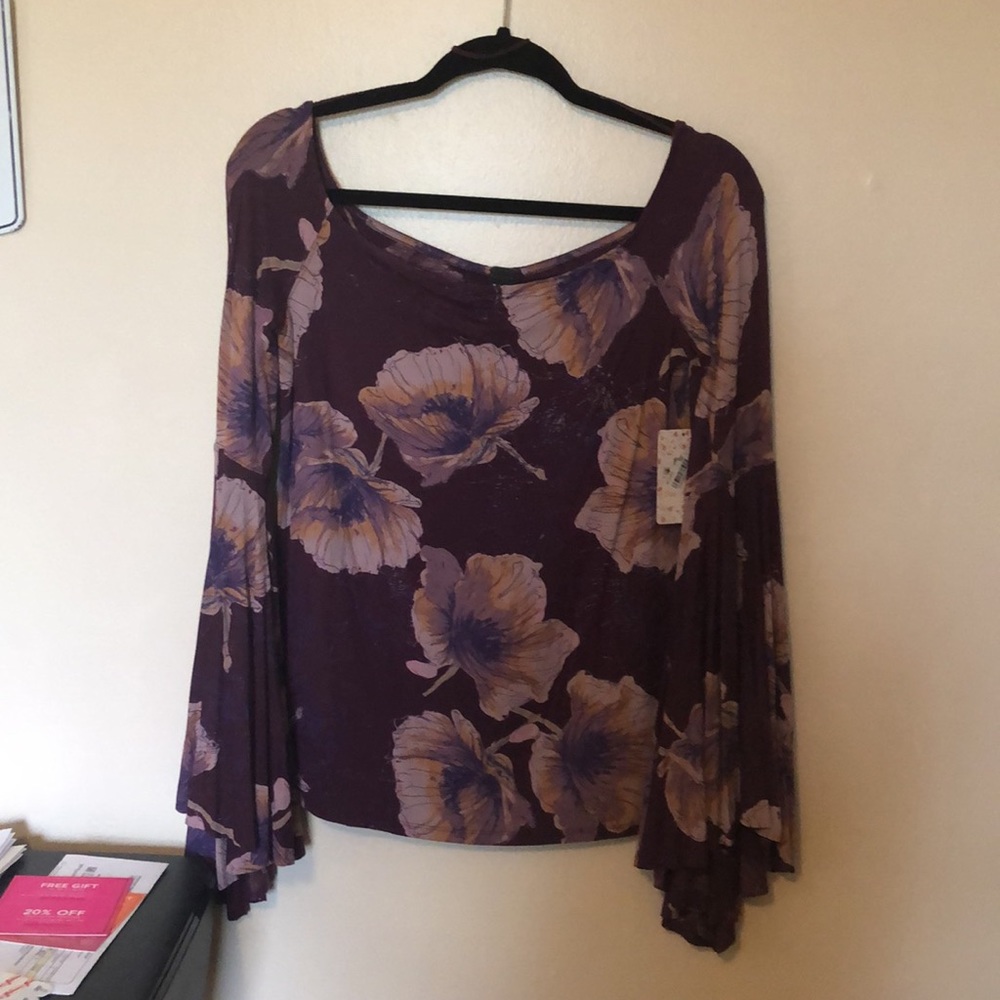 FREE PEOPLE off shoulder bell sleeve top
